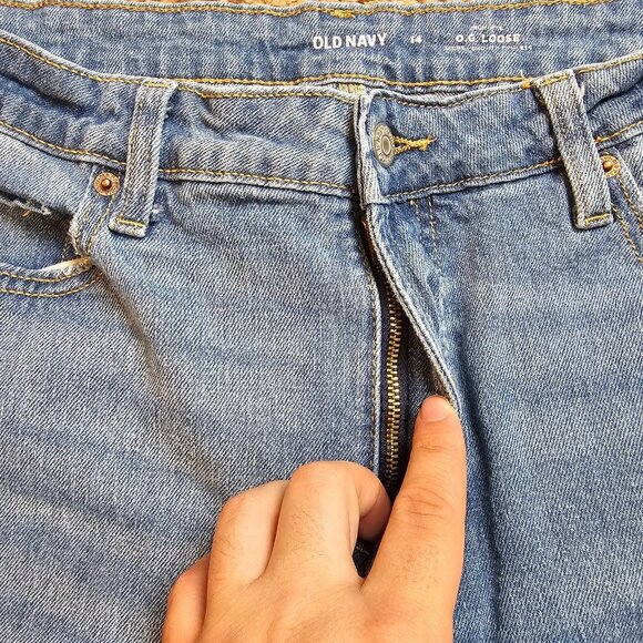 Old Navy High Rise OG Loose Jeans Womens 14 34x29 Stretch Denim Distressed - Picture 6 of 12